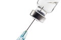 Medical syringe for injection with a needle and  bottle with a medicine Royalty Free Stock Photo