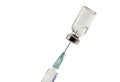 Medical syringe for injection with a needle and  bottle with a medicine Royalty Free Stock Photo