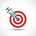 Medical syringe with injection in the target. Icon virus vaccination Royalty Free Stock Photo