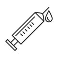 Medical syringe medicine treatment equipment line icon Royalty Free Stock Photo