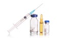 Medical syringe with medicines in ampoules.