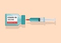 A medical syringe with needle and coronavirus vaccine Concept of vaccination