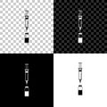 Medical syringe with needle and vial or ampoule icon isolated on black, white and transparent background. Vaccination