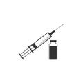 Medical syringe with needle and vial icon isolated. Concept of vaccination, injection. Flat design Royalty Free Stock Photo