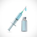 Medical syringe with a needle and a vial with insulin Royalty Free Stock Photo