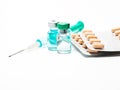 Medical syringe and phials Royalty Free Stock Photo