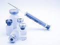 Medical syringe and phials Royalty Free Stock Photo