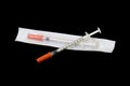 Empty syringe isolated on black background with cipping path Royalty Free Stock Photo
