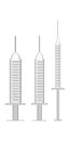 Medical syringe set on white background. Set of disposable plastic syringes of different sizes for subcutaneous and Royalty Free Stock Photo