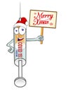 medical syringe vaccine corona virus covid-19 with christmas hat