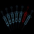 Medical syringes (3D xray red and blue transparent)