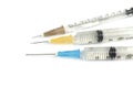Medical syringes with injection solution. Royalty Free Stock Photo