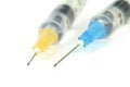 Medical syringes with injection solution. Royalty Free Stock Photo