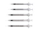 Injection syringes of various capacity and needle gauge