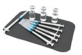 Medical syringes vials and needles for hypodermic injection Royalty Free Stock Photo