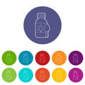 Medical syrup for kidney icons set vector color