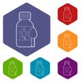 Medical syrup for kidney icons vector hexahedron