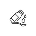 Medical syrup with spoon line icon