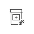 Medical tablets bottle outline icon