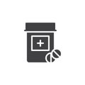 Medical tablets bottle vector icon