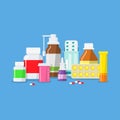 Medical tablets, capsules, pills, drugs and medical bottles Royalty Free Stock Photo