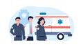 Medical team, ambulance doctors and hospital worker. Reanimation first aid car, doctor at work. Emergency workers Royalty Free Stock Photo