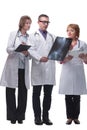 Medical team discussing diagnosis of x-ray image Royalty Free Stock Photo