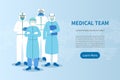 Medical Team . Doctor with PPE Personal Protective Equipments coat . Cartoon characters . Vector