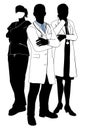 Medical team doctor silhouettes Royalty Free Stock Photo