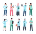 Medical team. Doctors working, nurses in uniform and administrative hospital characters. Healthcare workers, clinic and Royalty Free Stock Photo