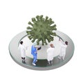 Medical team examines coronavirus cell Royalty Free Stock Photo