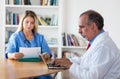 Medical team of female doctor and male scientist researching for vaccine against coronavirus Royalty Free Stock Photo