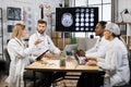 Medical team having meeting in conference room in hospital Royalty Free Stock Photo