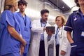 Medical Team In Hospital Elevator About To Perform Operation Royalty Free Stock Photo