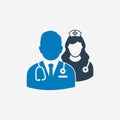 Medical Team Icon with Doctor and Nurse Sign.