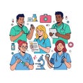 Medical Team Nurses and Doctors in Uniform with Stethoscopes and Medical Equipment Royalty Free Stock Photo