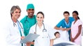 Medical team in a patient's bedroom Royalty Free Stock Photo