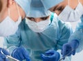 Medical team performing operation. Group of surgeon at work in o Royalty Free Stock Photo