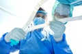 The medical team provides first aid to the patient, CPR Cardiopulmo . Doctors in ppe suit and face mask in hospital Corona virus, Royalty Free Stock Photo