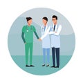 Medical teamwork round icon