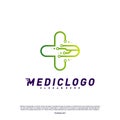 Medical Tech Logo Design Concept Vector. Colorful Fast Digital Healthcare Logo Design Template