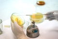 Medical technicians working on bacteria culture of pathogens in Royalty Free Stock Photo