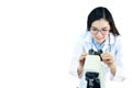 Medical technologist working with microscope Royalty Free Stock Photo