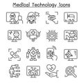 Medical technology, Futuristic Medicine icon set in thin line st