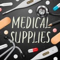 Medical template with medicine equipment Royalty Free Stock Photo