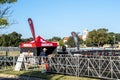 Medical tent is being prepared for the inaugural Ironman Waco event