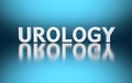 Medical term Urology on blue background