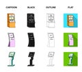 Medical terminal, ATM for payment,apparatus for queue. Terminals set collection icons in cartoon,black,outline,flat Royalty Free Stock Photo