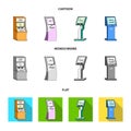 Medical terminal, ATM for payment,apparatus for queue. Terminals set collection icons in cartoon,flat,monochrome style