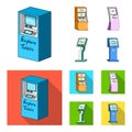 Medical terminal, ATM for payment,apparatus for queue. Terminals set collection icons in cartoon,flat style isometric Royalty Free Stock Photo